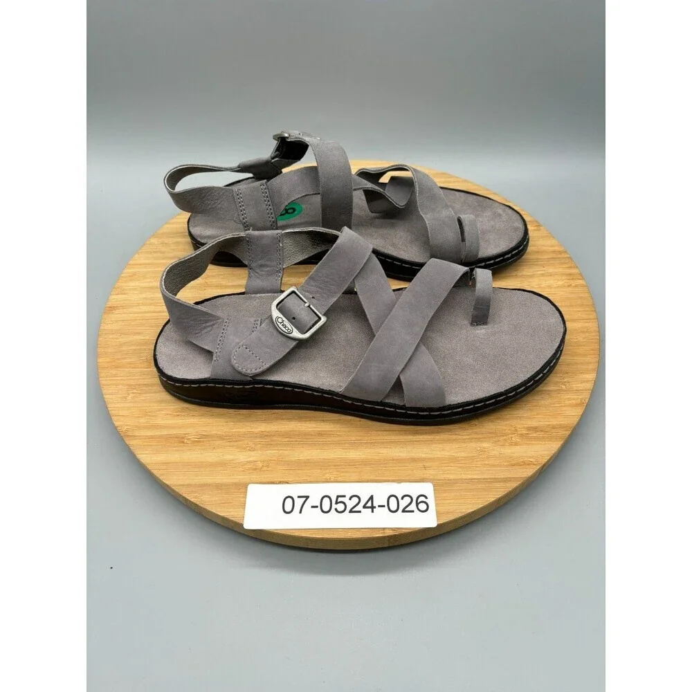Chaco Wayfarer Sandals Womens Size 8 Gray Leather Loop Buckle Strap On Casual - Picture 9 of 10